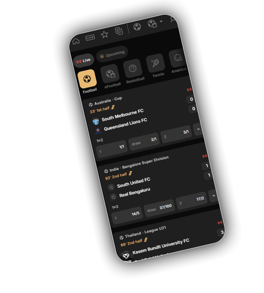 Spin Formula sportsbook prematch and in-play markets on football, tennis, basketball and eFootball